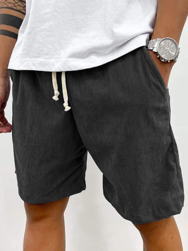 Herrens Corduroy Drawstring Shorts Avslappnad Texturerad Sommar Passform