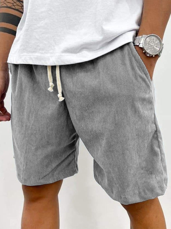Herrens Corduroy Drawstring Shorts Avslappnad Texturerad Sommar Passform