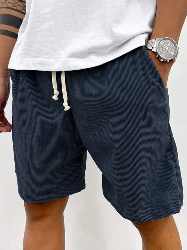 Herrens Corduroy Drawstring Shorts Avslappnad Texturerad Sommar Passform