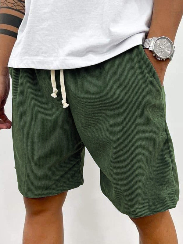 Herrens Corduroy Drawstring Shorts Avslappnad Texturerad Sommar Passform