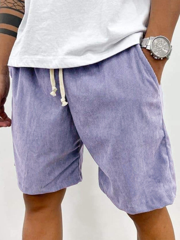 Herrens Corduroy Drawstring Shorts Avslappnad Texturerad Sommar Passform