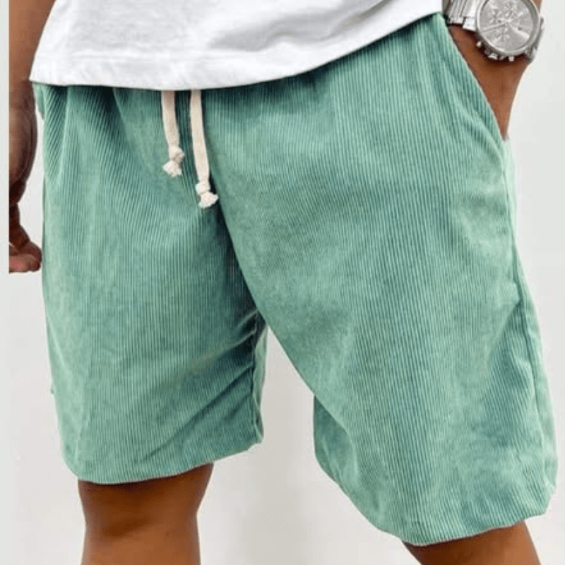 Herrens Corduroy Drawstring Shorts Avslappnad Texturerad Sommar Passform