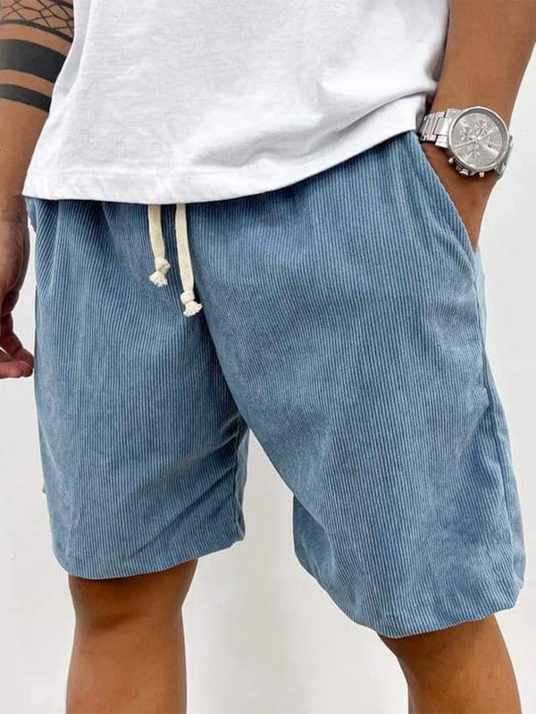 Herrens Corduroy Drawstring Shorts Avslappnad Texturerad Sommar Passform