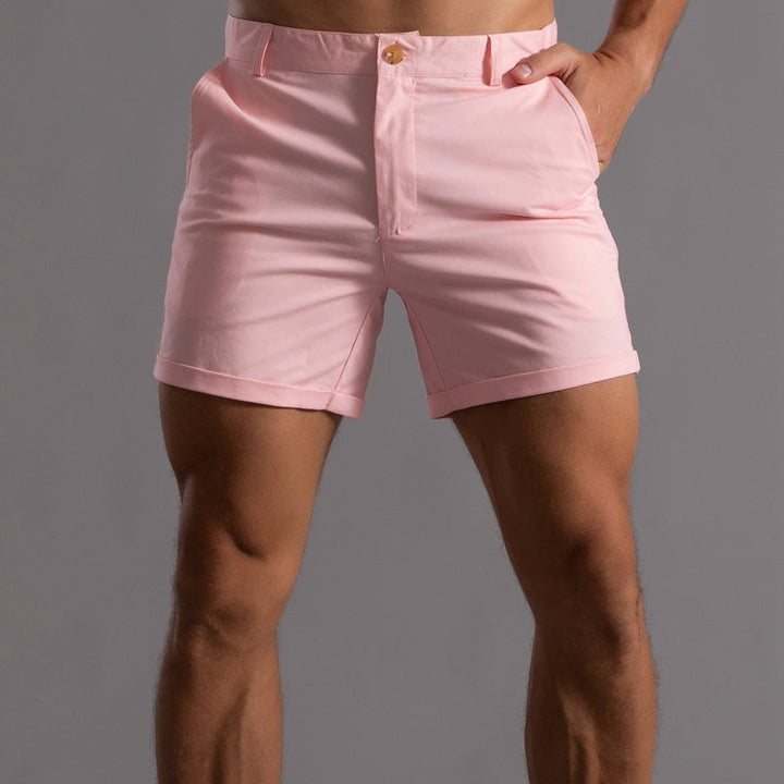 Herrars skräddarsydda chinoshorts med uppvikt fåll och elegant passform