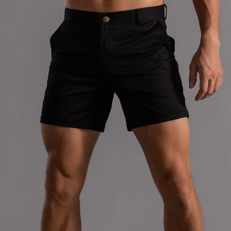 Herrars skräddarsydda chinoshorts med uppvikt fåll och elegant passform