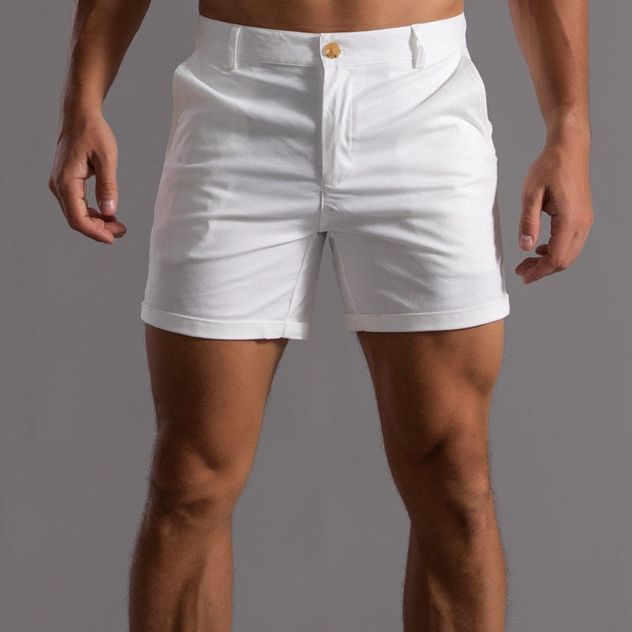 Herrars skräddarsydda chinoshorts med uppvikt fåll och elegant passform