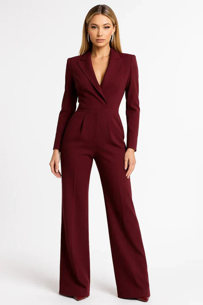 Kvinnors Skräddarsydd Blazer Jumpsuit Med Vida Benbyxor