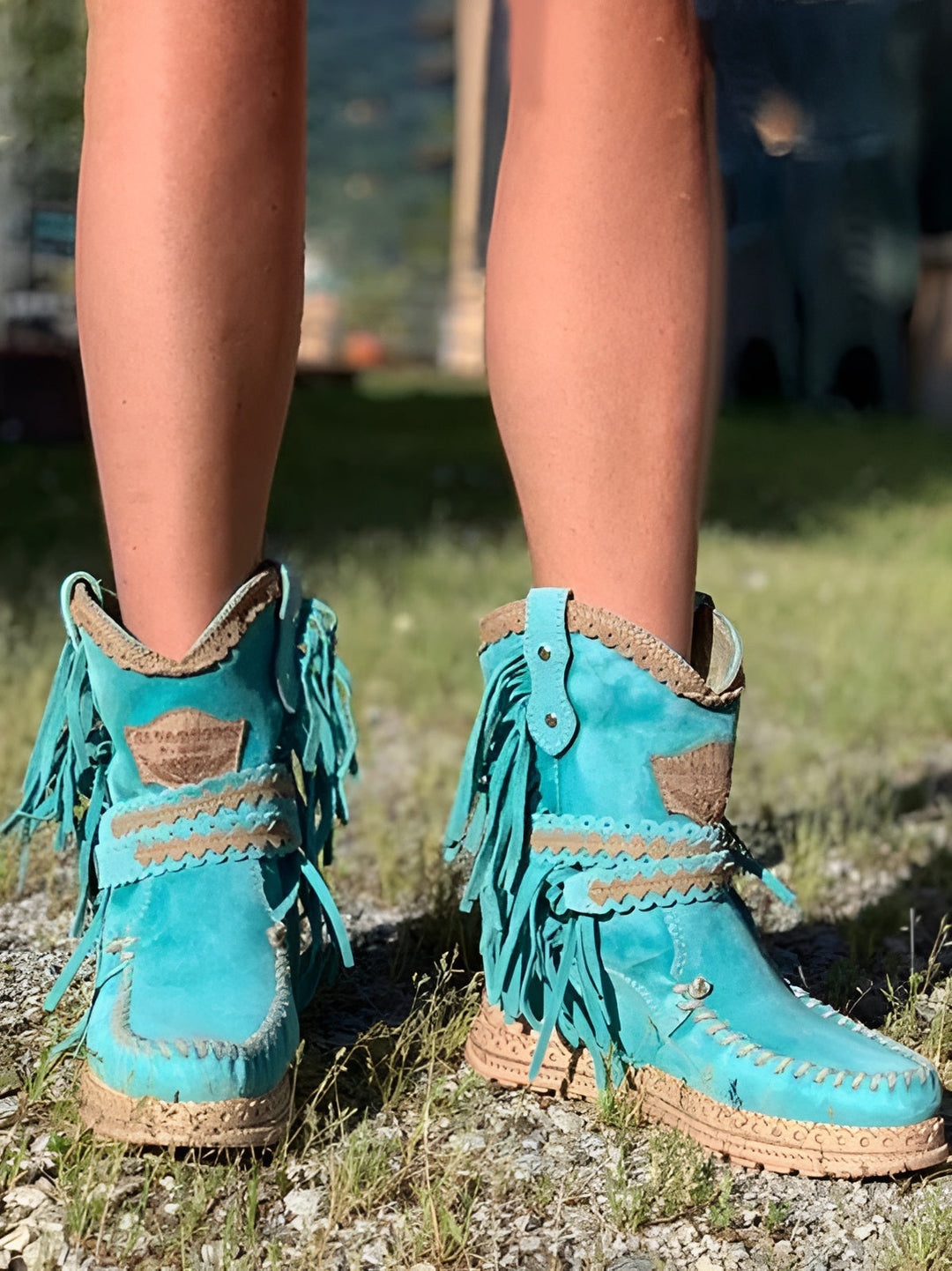 Kvinnors Boho Ankelstövlar – Fransar i Västernstil för Avslappnad Användning