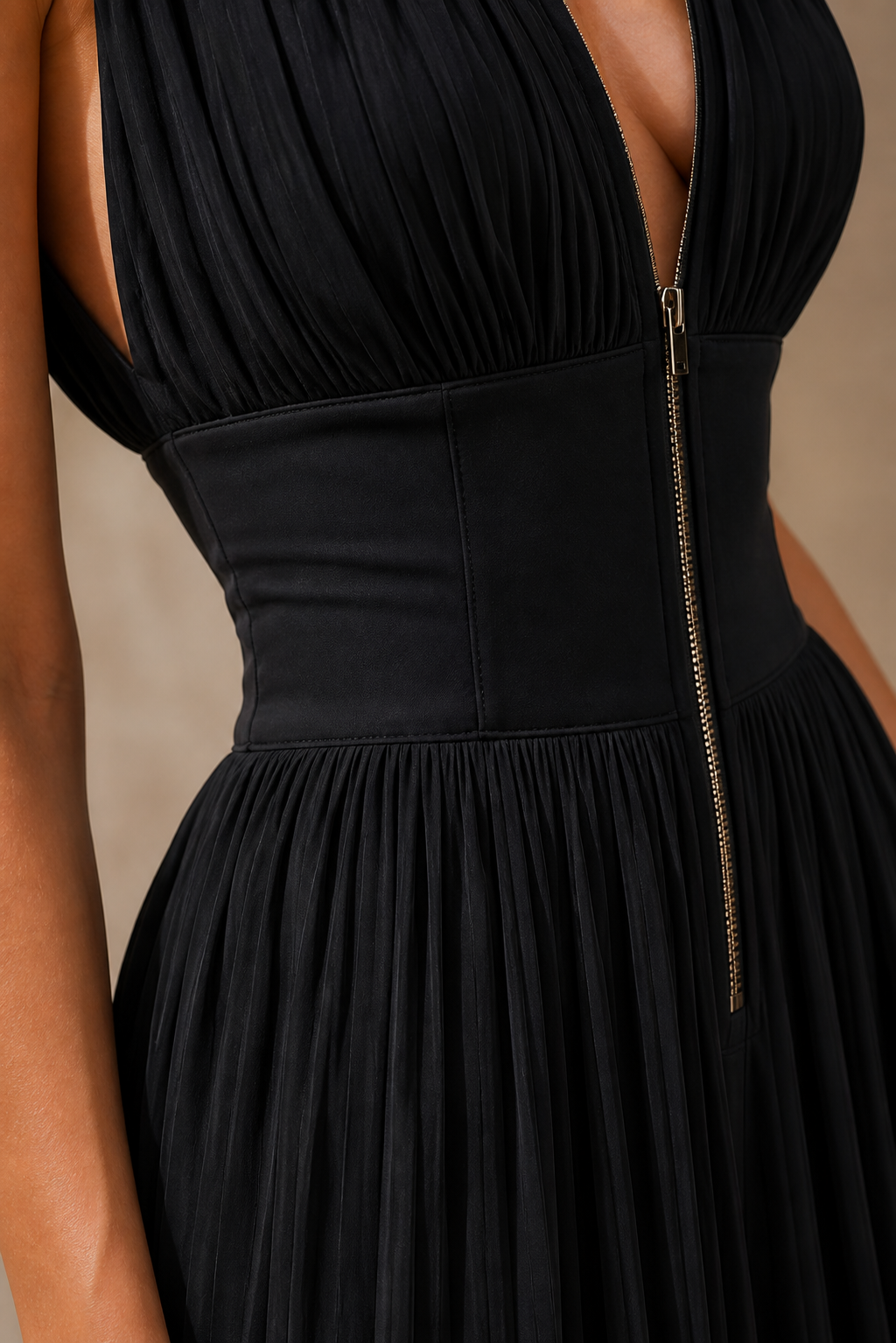 Kvinnors Plisserad Vidbyxor Jumpsuit – Elegant Ärmlös Stil för Bröllop och Kvällsevenemang