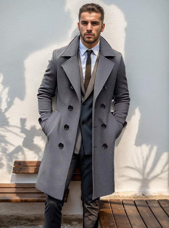 Herr Dubbelknäppt Trenchcoat med Reverskrage