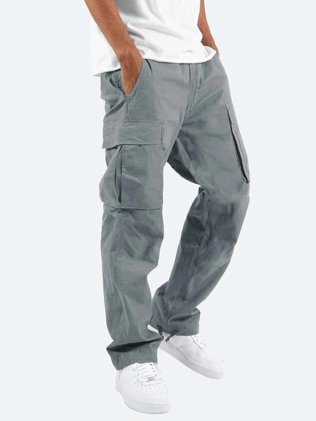 Herrars avslappnade passform utility cargo byxor casual byxor