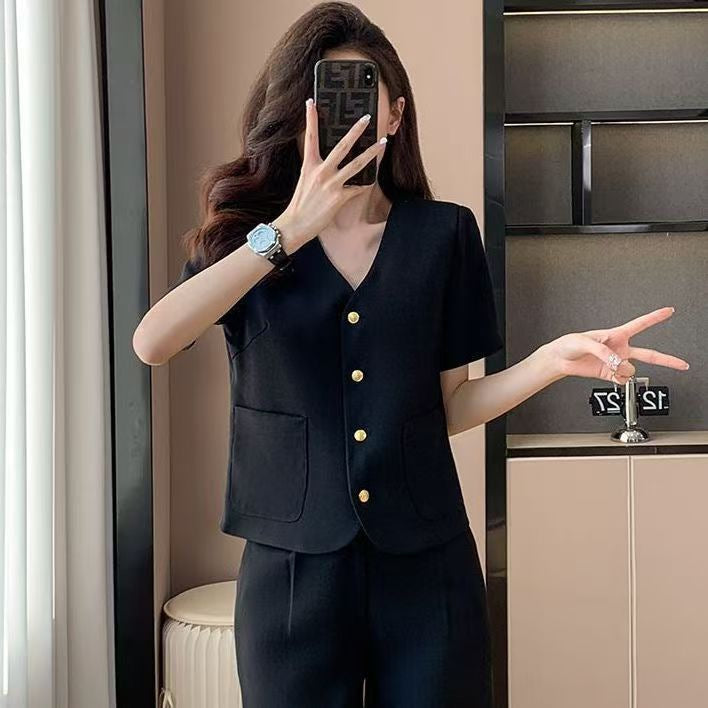 Kvinnors Skräddarsydda Knapp Framsida Lounge Co Ord Shorts Set