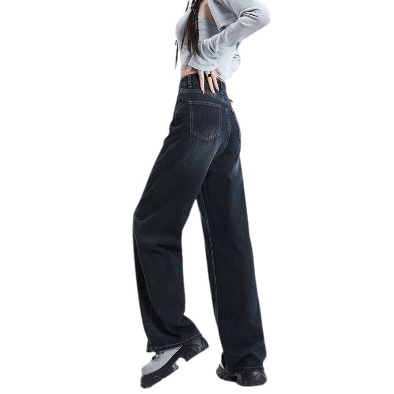Kvinnors Högmidjade Vida Jeans