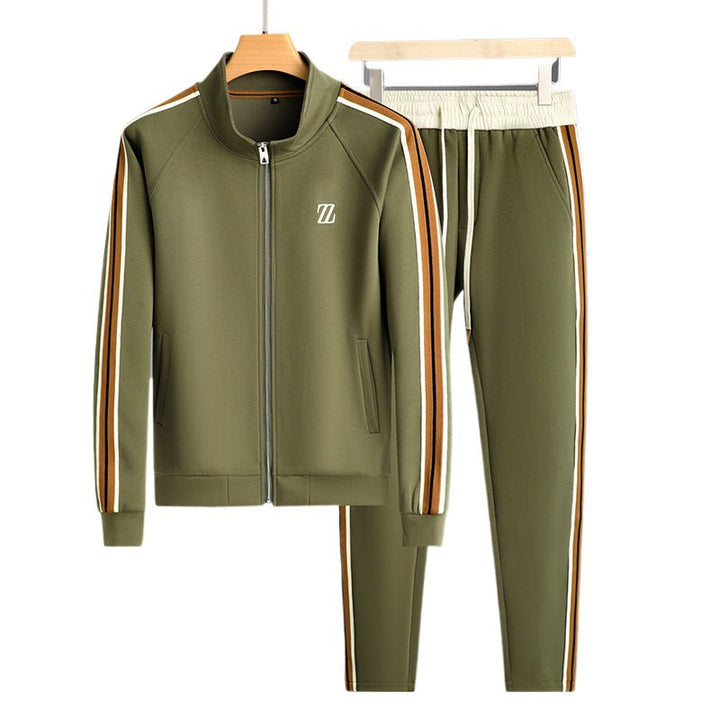 Herrars Zip Front Rand Detalj Atletisk Träningsoverall Set