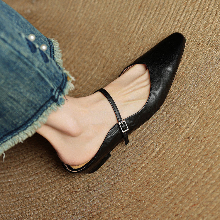 Kvinnors Spetsig Tå Remdetalj Slip-On Mule Flats