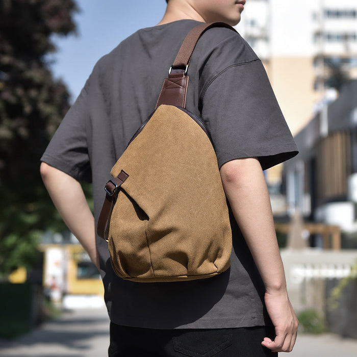 Herrars Canvas Sling Ryggsäck Minimal Urban Crossbody Resväska