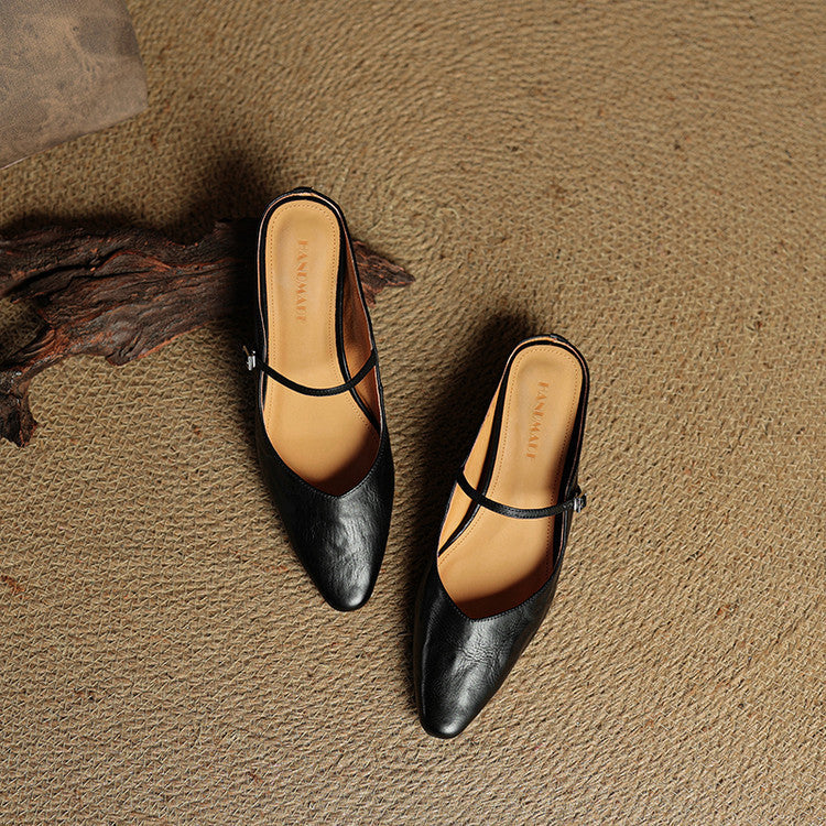 Kvinnors Spetsig Tå Remdetalj Slip-On Mule Flats