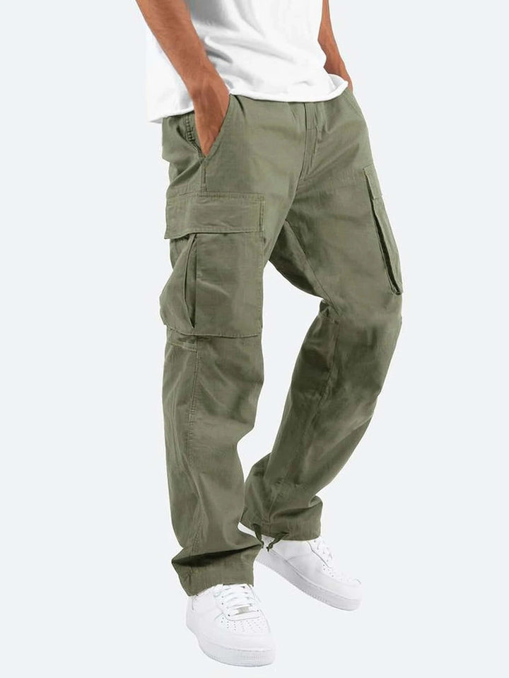 Herrars avslappnade passform utility cargo byxor casual byxor