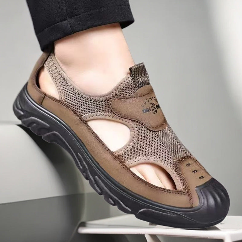 Herrarnas Stängda Tå Mesh Trekking Sandaler med Robust Grepp Sula