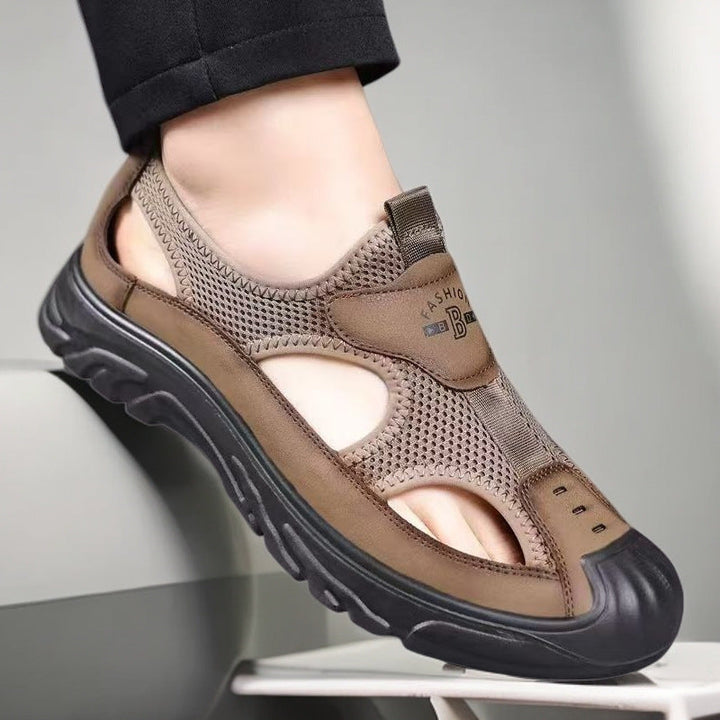 Herrarnas Stängda Tå Mesh Trekking Sandaler med Robust Grepp Sula