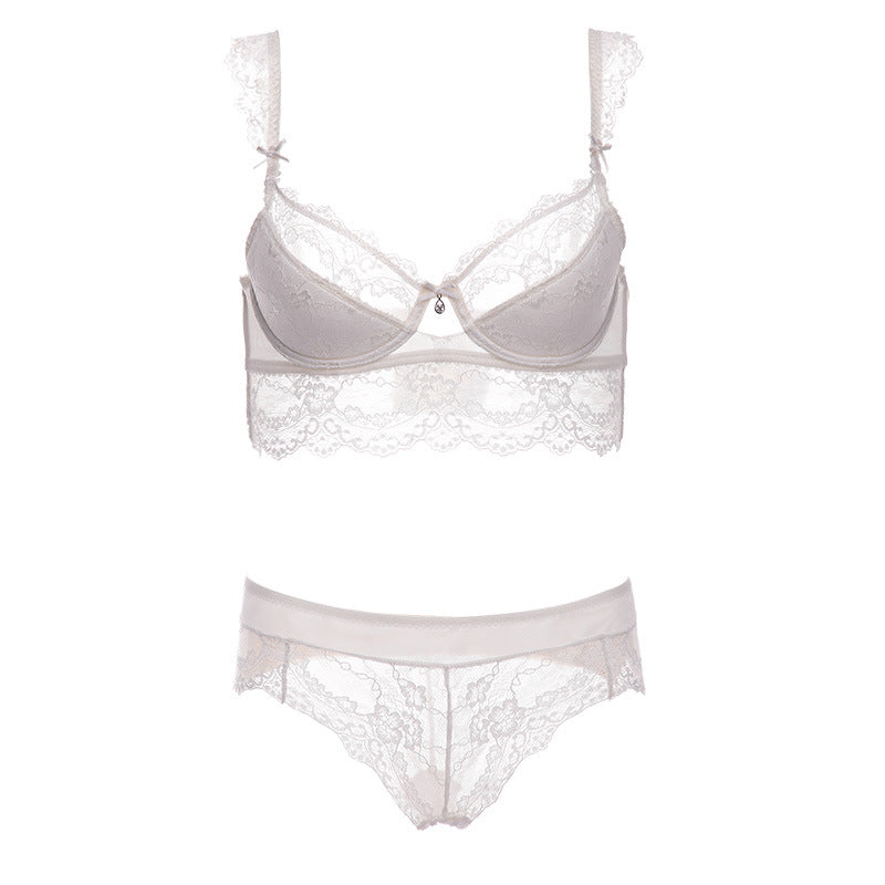 Kvinnors Genomskinliga Spets BH med Stödjande Bygel Lätt Mesh Lingerie