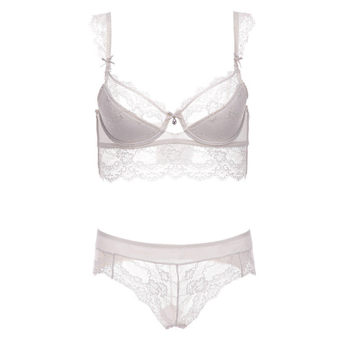 Kvinnors Genomskinliga Spets BH med Stödjande Bygel Lätt Mesh Lingerie