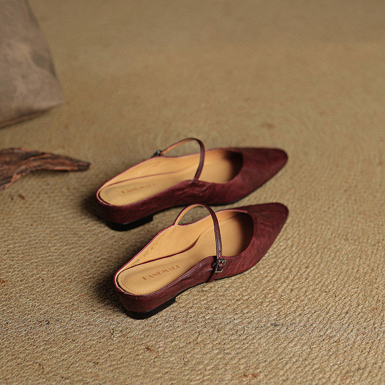 Kvinnors Spetsig Tå Remdetalj Slip-On Mule Flats