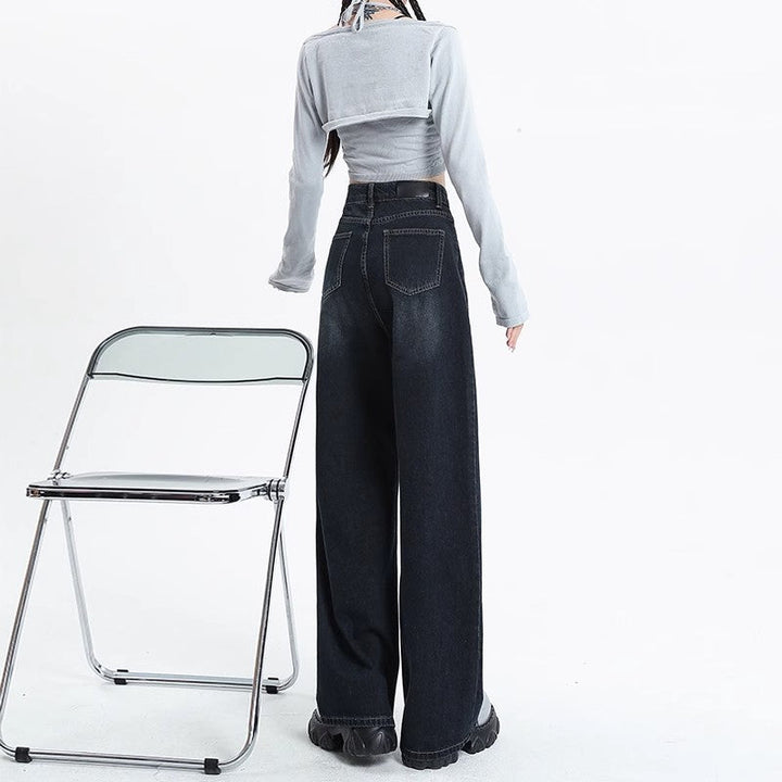 Kvinnors Högmidjade Vida Jeans