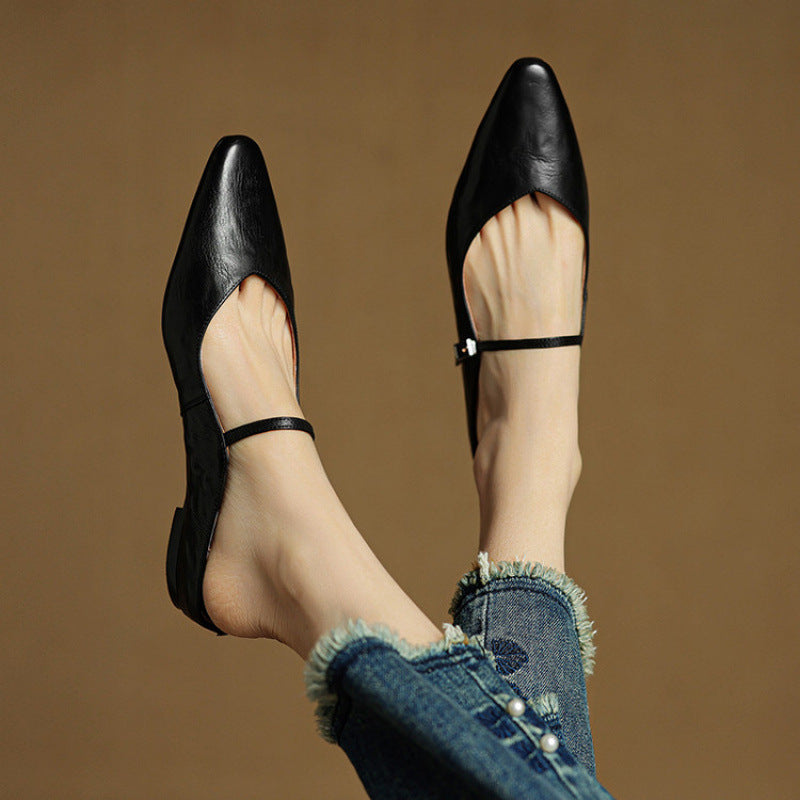 Kvinnors Spetsig Tå Remdetalj Slip-On Mule Flats
