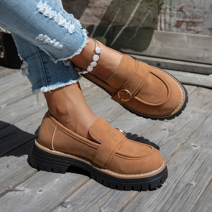 Dam Loafers med Grov Sula och Metallspänne för Vardag