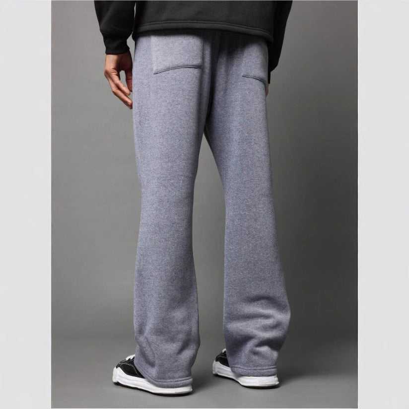 Herrarnas Utsvängda Sweatpants Komfort Passform Mjuk Bomulls Fleece Avslappnad Stilig Casual Loungewear Byxor