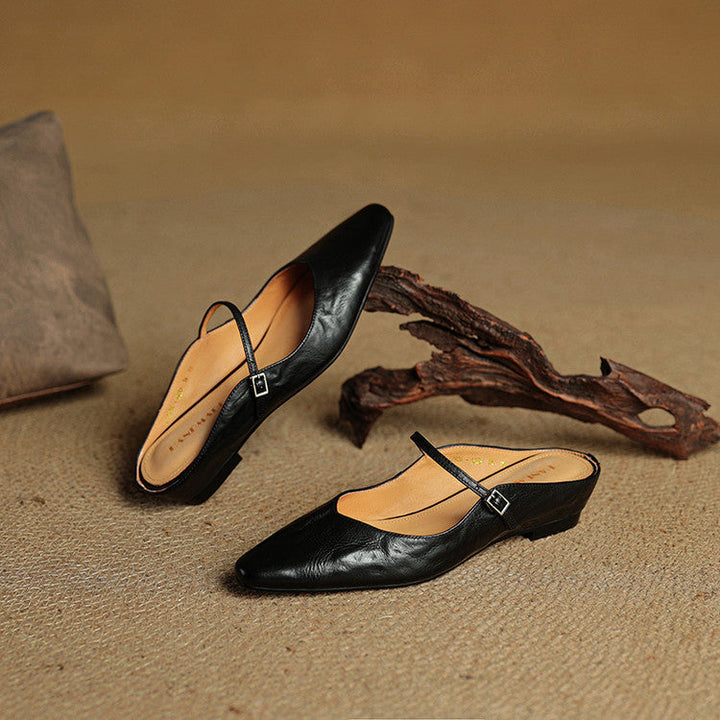 Kvinnors Spetsig Tå Remdetalj Slip-On Mule Flats