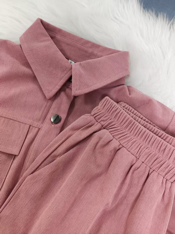 Kvinnors Corduroy Blazer Byxor Set – Mjuk Bekväm Stilig Avslappnad Smart Vardagsoutfit