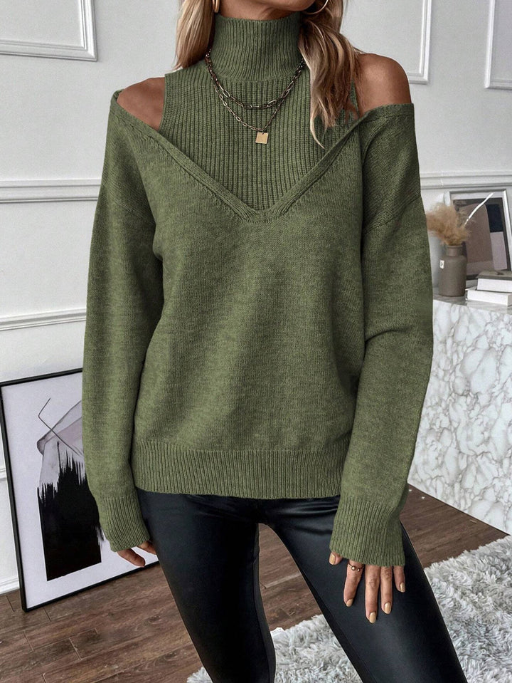 Kvinnors Kallaxel Turtleneck Tröja – Lagerstickad för Vinterbruk