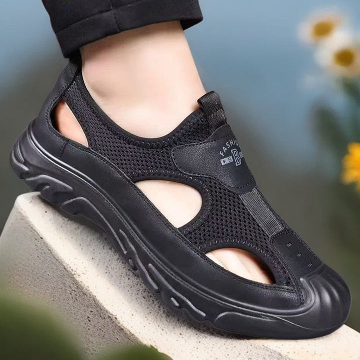 Herrarnas Stängda Tå Mesh Trekking Sandaler med Robust Grepp Sula