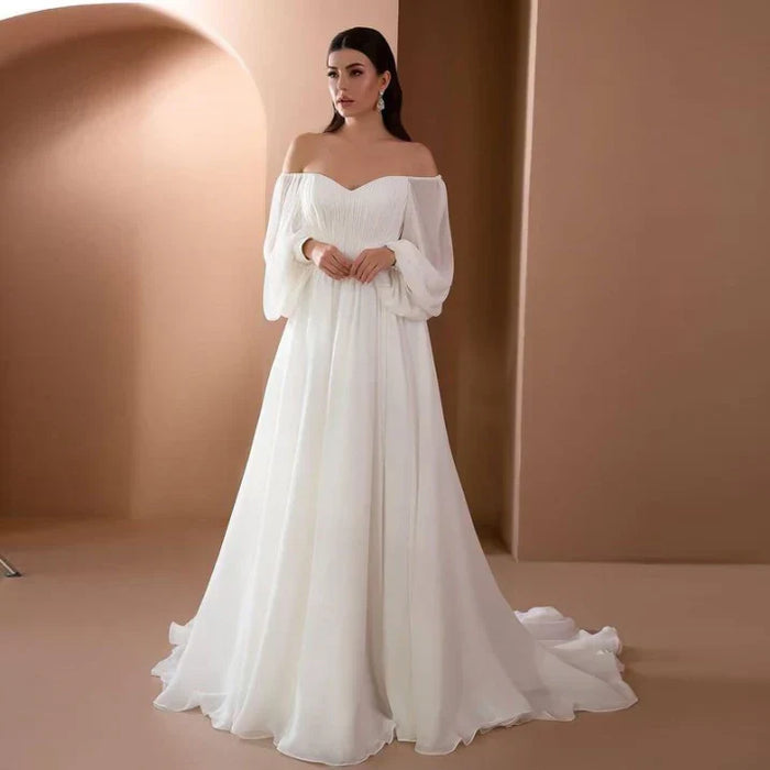 Kvinnors Off Shoulder Maxi Klänning – Romantisk Bröllopsgäst och Formell Tillställningsstil