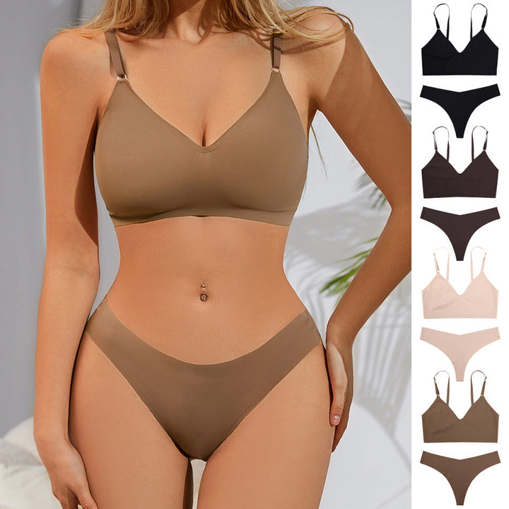 Kvinnors Sömlös Trådlös V-ringad Bralette Nude Loungewear