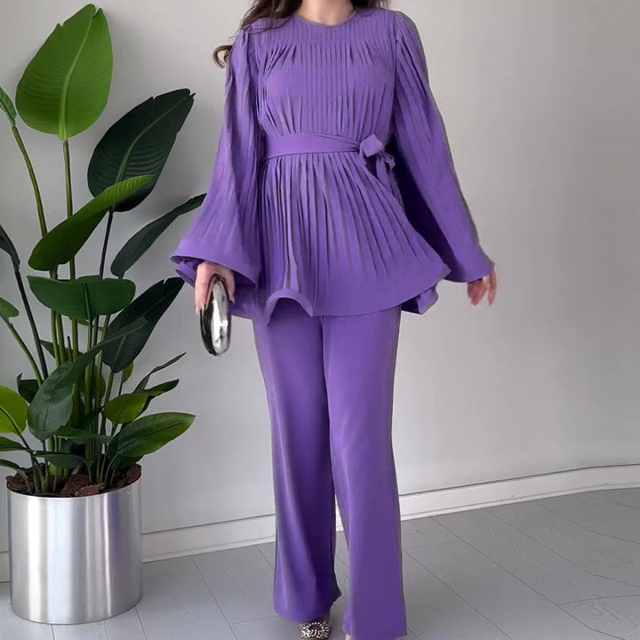 Kvinnors Batwing Sleeve Lounge Set – Bekväm Stilren Avslappnad Plisserad Vardagsoutfit