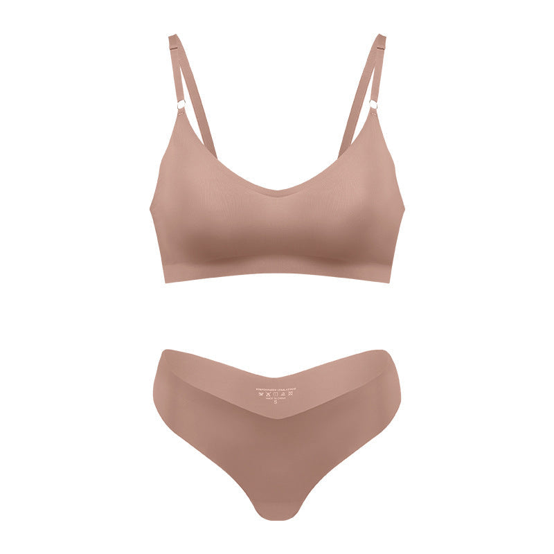 Kvinnors Sömlös Trådlös V-ringad Bralette Nude Loungewear