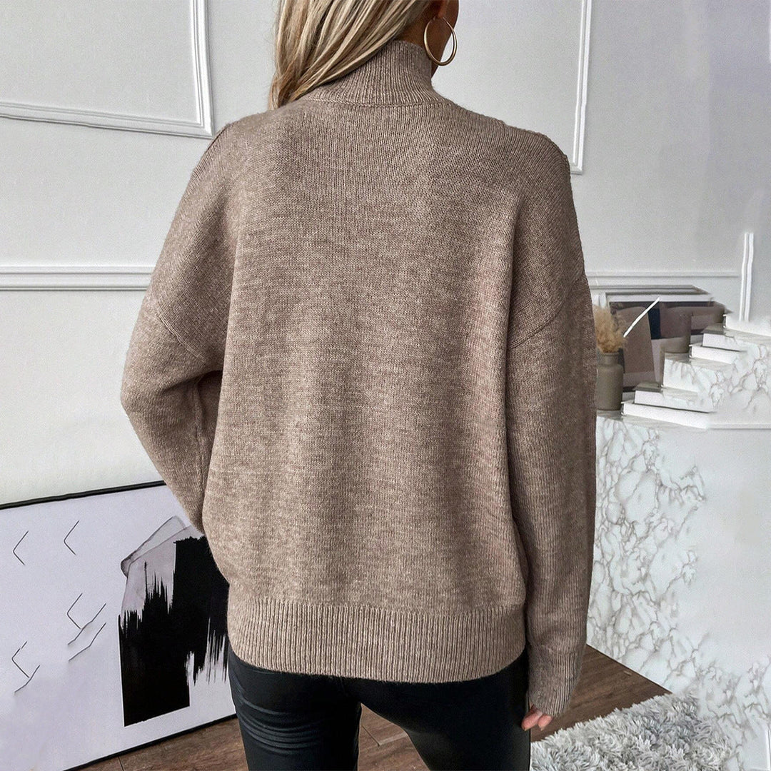 Kvinnors Kallaxel Turtleneck Tröja – Lagerstickad för Vinterbruk