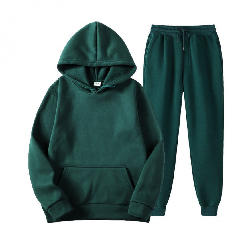 Herrars avslappnade pullover hoodie och jogger träningsset