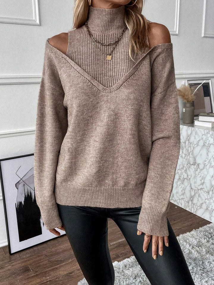 Kvinnors Kallaxel Turtleneck Tröja – Lagerstickad för Vinterbruk