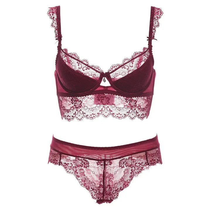 Kvinnors Genomskinliga Spets BH med Stödjande Bygel Lätt Mesh Lingerie