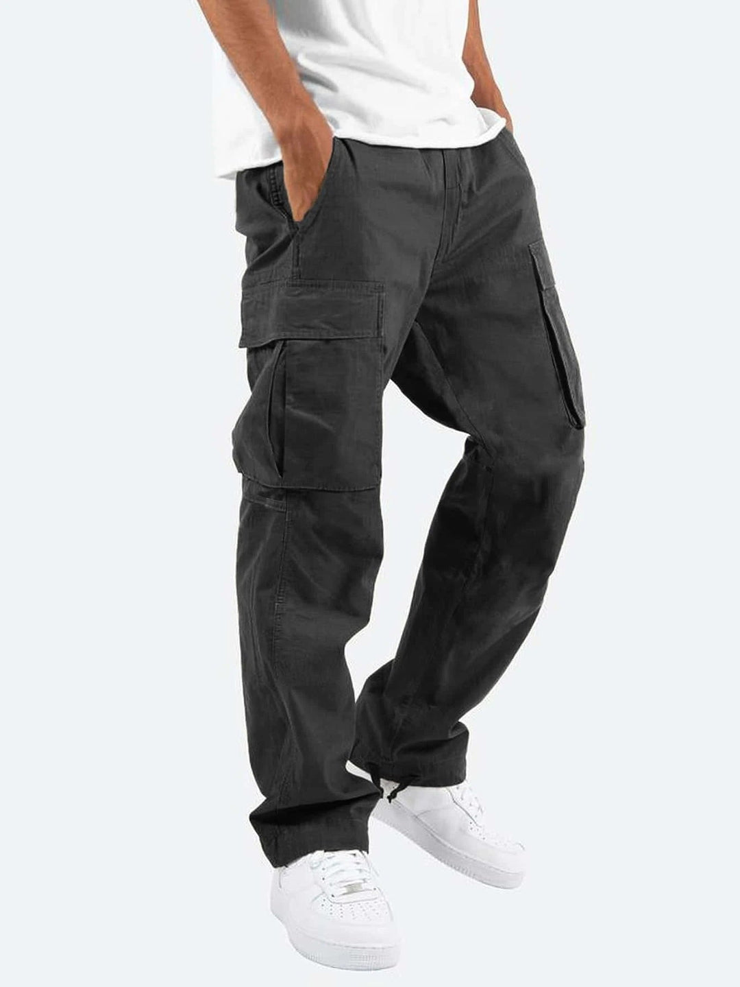 Herrars avslappnade passform utility cargo byxor casual byxor
