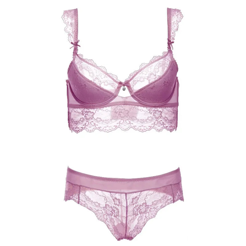 Kvinnors Genomskinliga Spets BH med Stödjande Bygel Lätt Mesh Lingerie