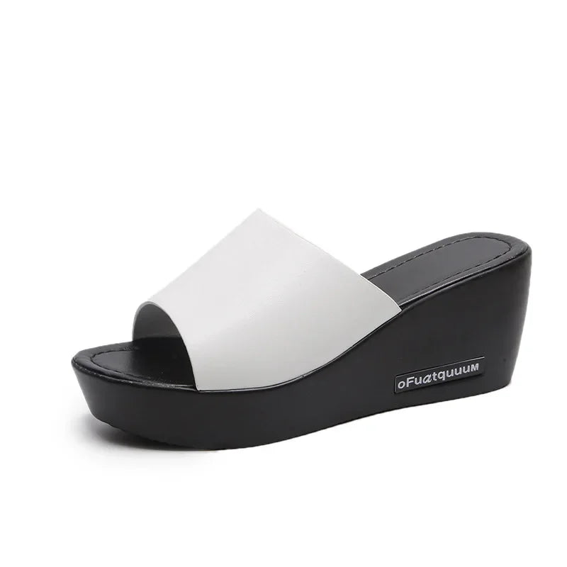 Kvinnors Öppen Tå Plattform Wedge Slide Sandaler Med Bred Rem