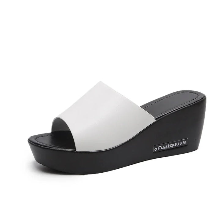 Kvinnors Öppen Tå Plattform Wedge Slide Sandaler Med Bred Rem