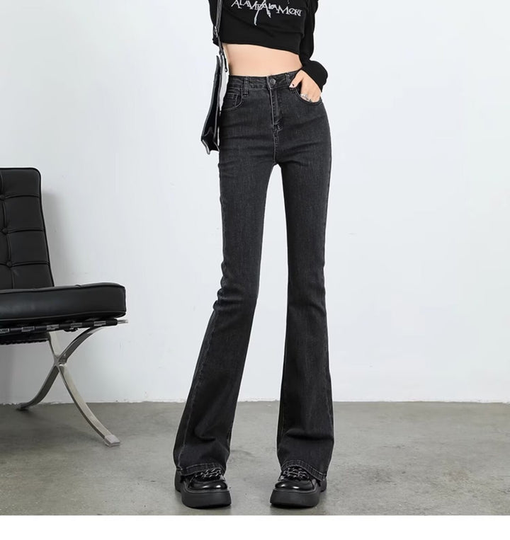 Kvinnors Hög Midja Dramatisk Utsvängd Bred Ben Denim Jeans