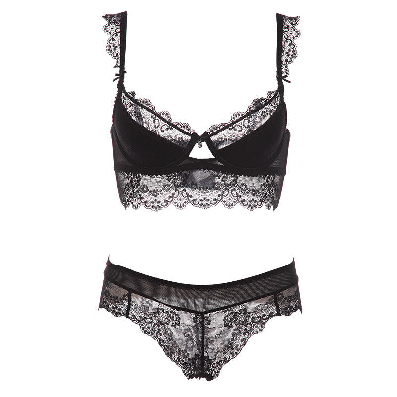 Kvinnors Genomskinliga Spets BH med Stödjande Bygel Lätt Mesh Lingerie