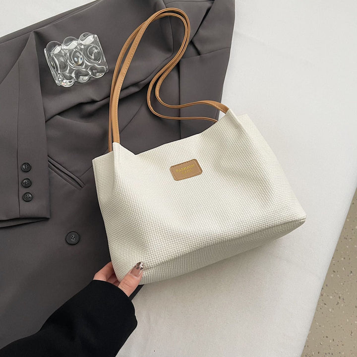 Kvinnors Texturerade Axeltotebag Rymlig Varje Dags Bucket Handväska